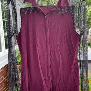 Vera Wang Princess Button Down- Sheer Detail, Med